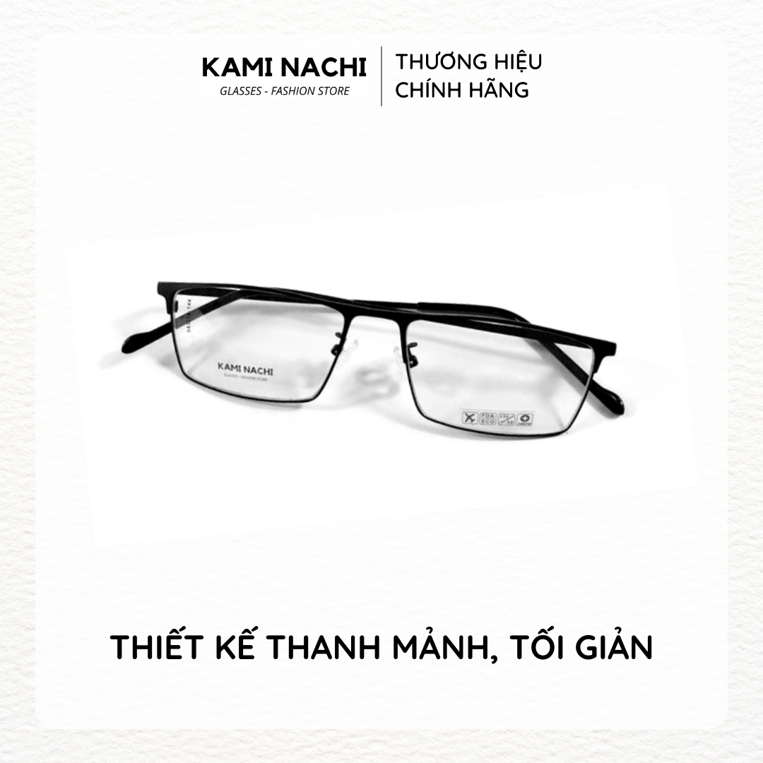 Gọng kính kim loại dáng vuông KAMI NACHI phong cách đơn giản G90.39