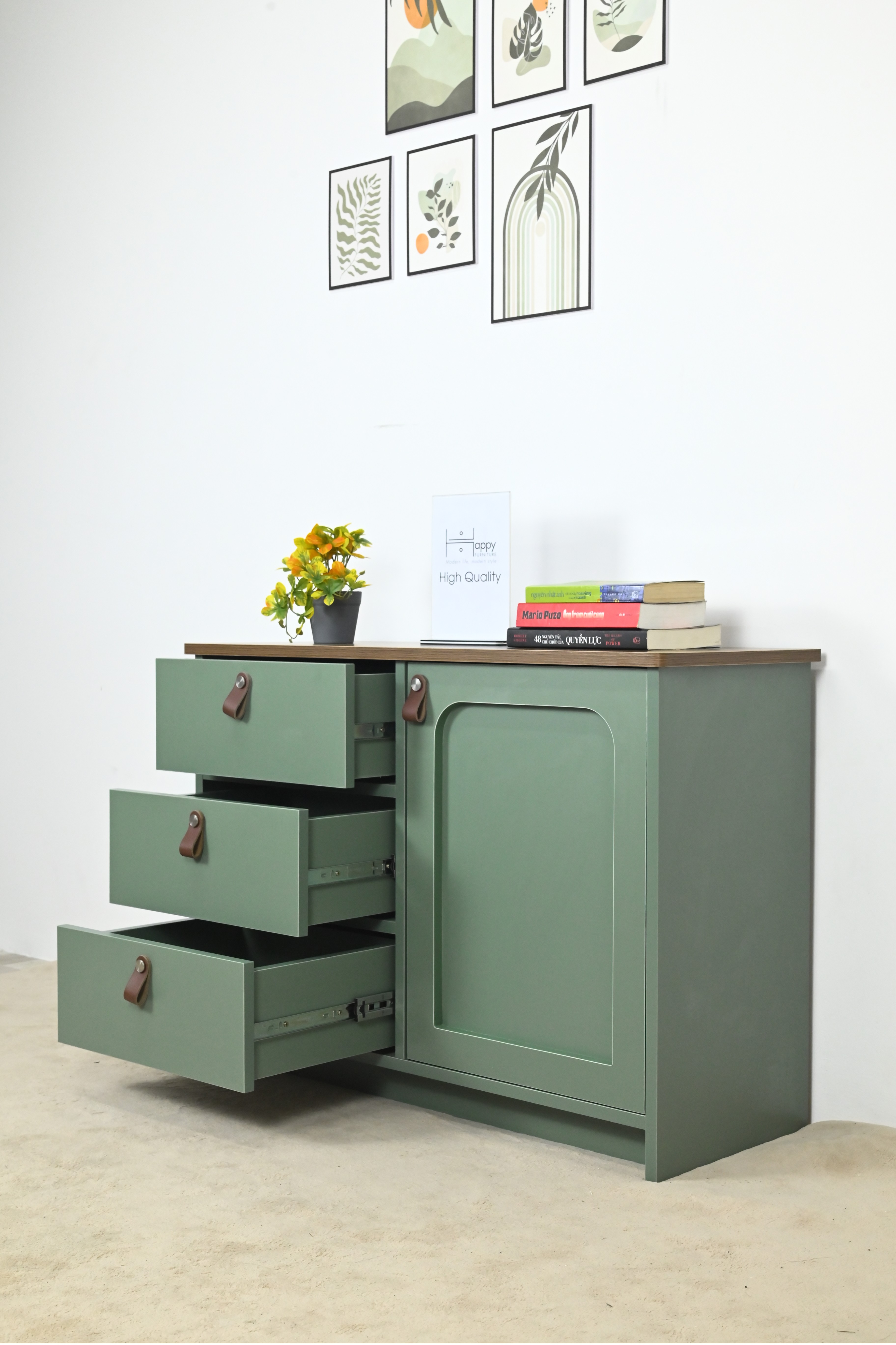 [Happy Home Furniture] NOMIA , Tủ lưu trữ 3 ngăn kéo - 1 cửa mở , 90cm x 35cm x 64cm ( DxRxC), THK_063