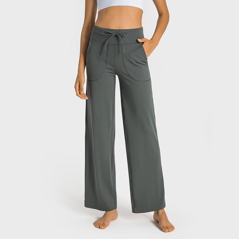 Lulu ném lại vẫn là phụ nữ yoga yoga cao dây rút dây kéo rộng chân ngoài trời chạy bộ tập thể dục thể thao quần áo thể thao Color: black Size: 10