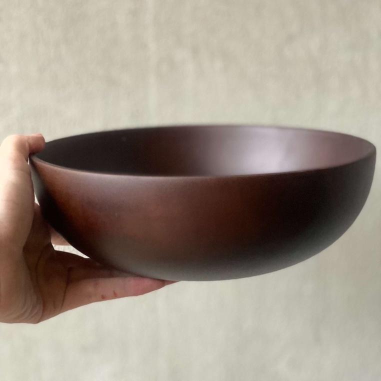 Bát Salad gỗ Keo nguyên khối nâu đen (D20cmxH7cm)