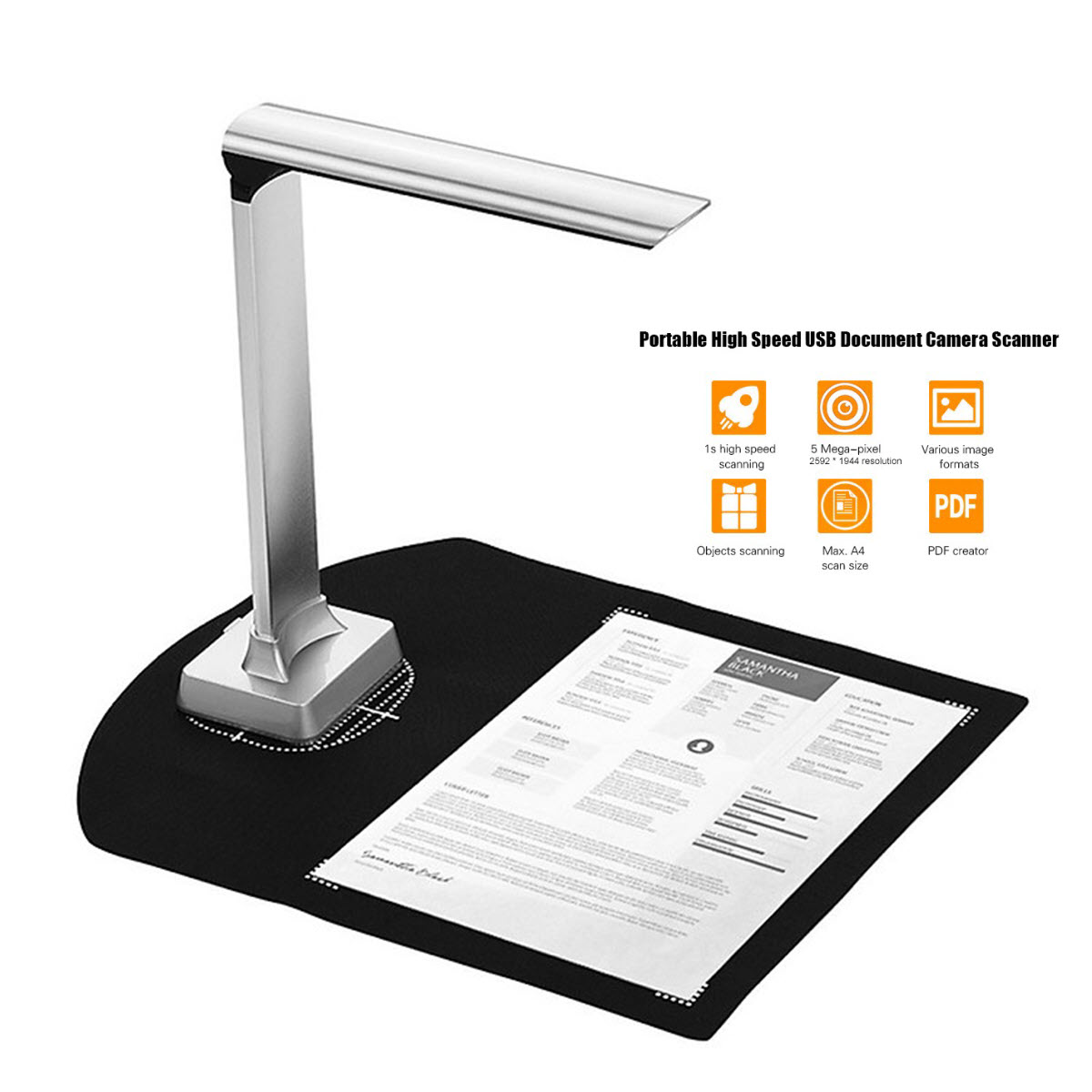ROGTZ - Máy Scan Màu Di Động K1300AF 13MP Độ Phân Giải Cao HD Chế độ quét đa dạng A4 Sách vở Hóa đơn AMT CMND CCCD Tốc độ quét nhanh Lưu trữ đa dạng PDF JPG PNG BMP TIF 6 LED Cổng USB Pin Trâu Cắt Viền Đen Tự Động Nhận Diện Mã Vạch  Webcam-Hàng Chính Hãng