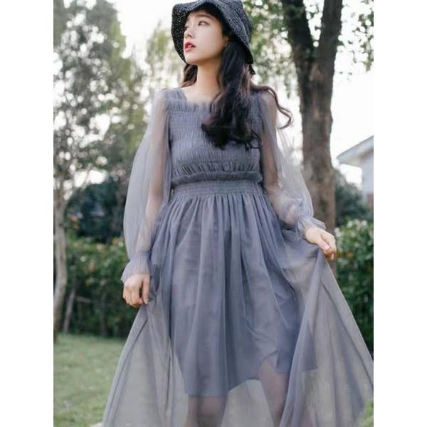 Đầm Ulzzang tiểu thư cổ vuông
