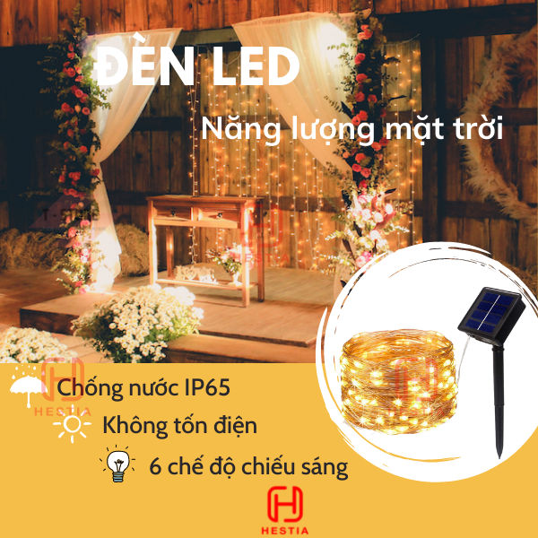 Đèn led dây năng lượng mặt trời T-Light 10 mét, 20 mét cho không gian Nhà, Quán Cafe, Ban Công, Sân Thượng Siêu Chill