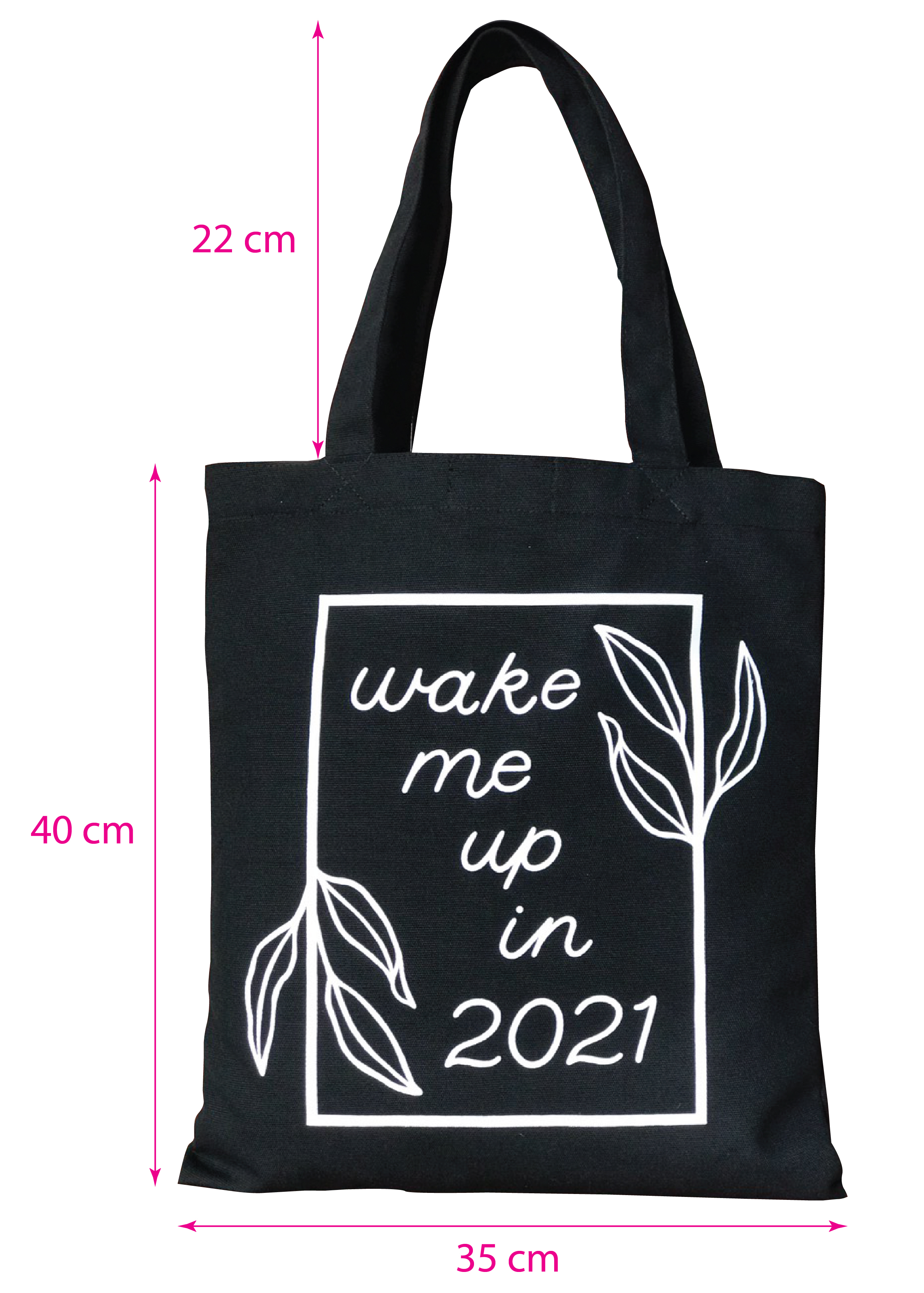 Túi Tote Thời Trang Nữ Canvas Vải Bố Màu Đen Dạng Quai Xách In Wake Me Up In 2021 Có Ngăn Phụ Trong – Mẫu Hot Trend