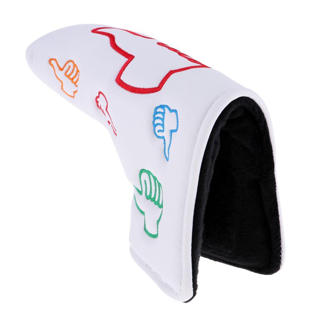 Waterproof PU Leather Golf Blade Putter Head Cover Protector White Dog