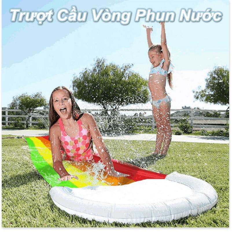 Trượt Nước Cầu Vòng Phun Nước Ngoài Trời Cho Bé Và Gia Đình