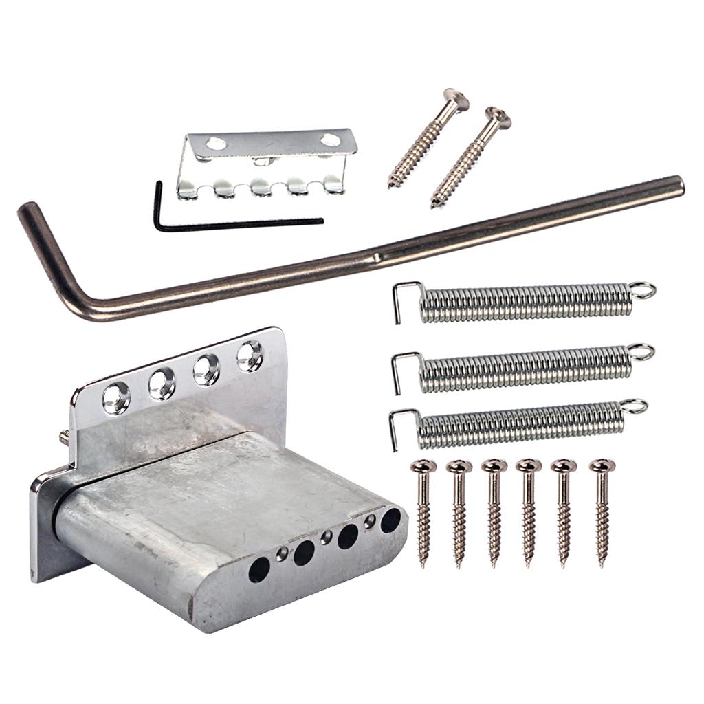 1 Set Metal Roller Saddle Bridge Tailpiece Silver for Cigar Box Guitar, 4 String Electric Guitar