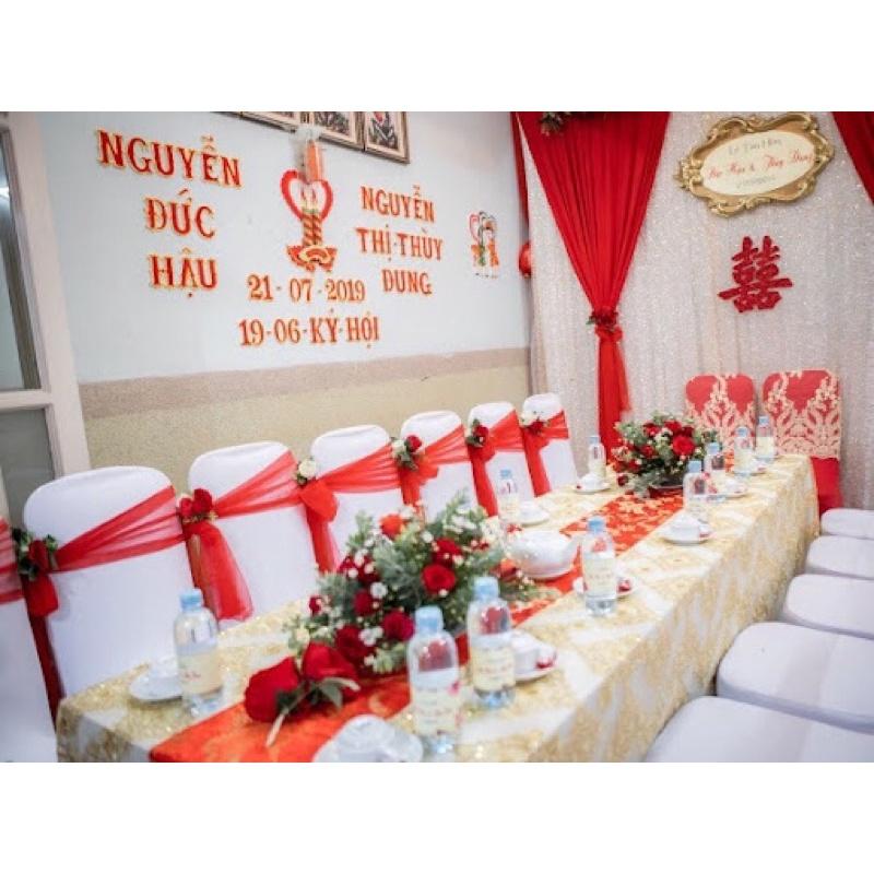 CHỮ XỐP TRANG TRÍ ĐÁM CƯỚI ĐỎ NHUNG VIỀN KIM TUYẾN - kèm keo dán chuyên dụng