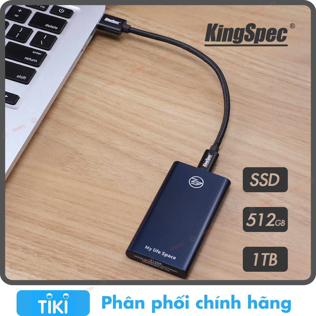 Ổ cứng SSD di động KingSpec , USB 3.1 - TypeC / Z3 - Hàng Chính Hãng