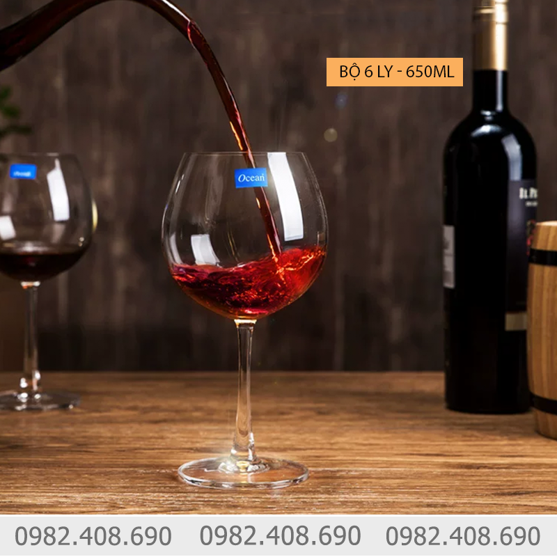 Ly rượu vang đỏ 650ml - Bộ 6 ly uống vang Ocean
