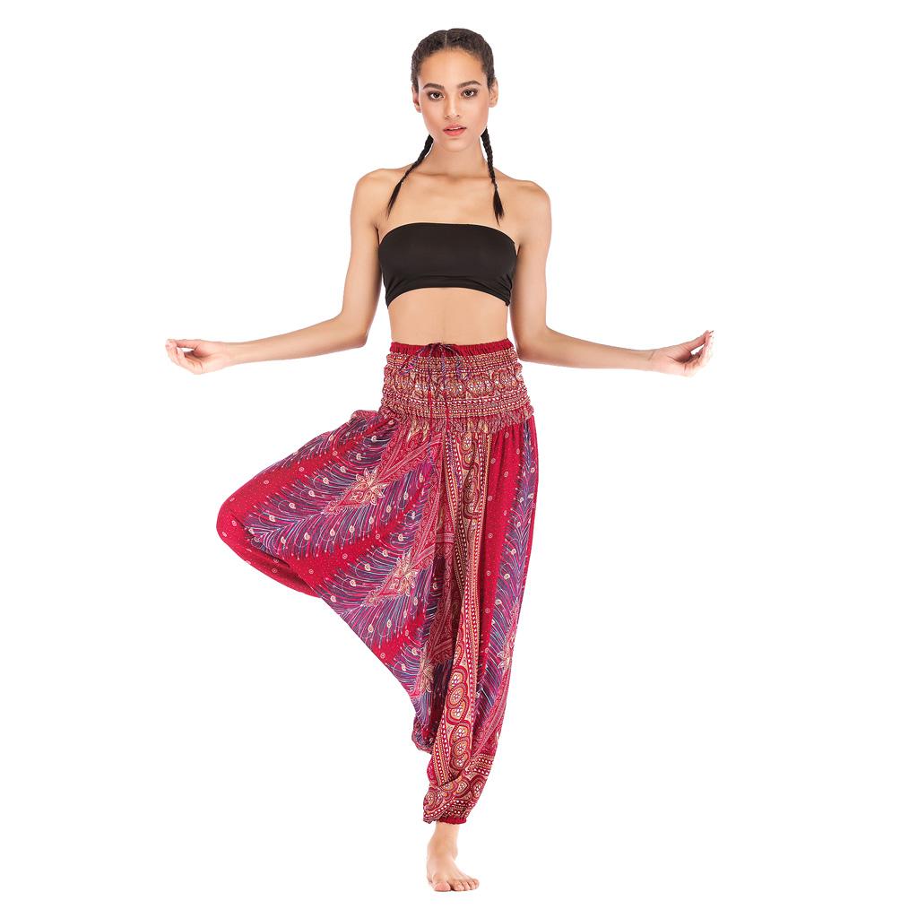 Women Yoga Wide Leg Pants Comfy Harem Pant Floral Print Wide Harem Trouser