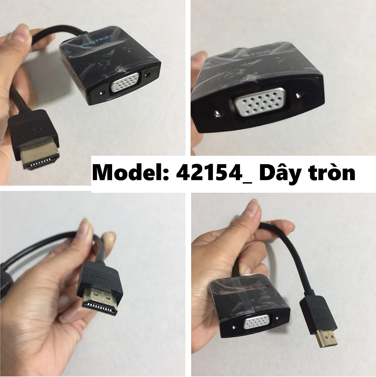 [ HDMI ra VGA ] Cáp chuyển đôi tín hiệu HDMI male ra VGA female 15cm Vention 74345 (dây dẹp) - Hàng chính hãng