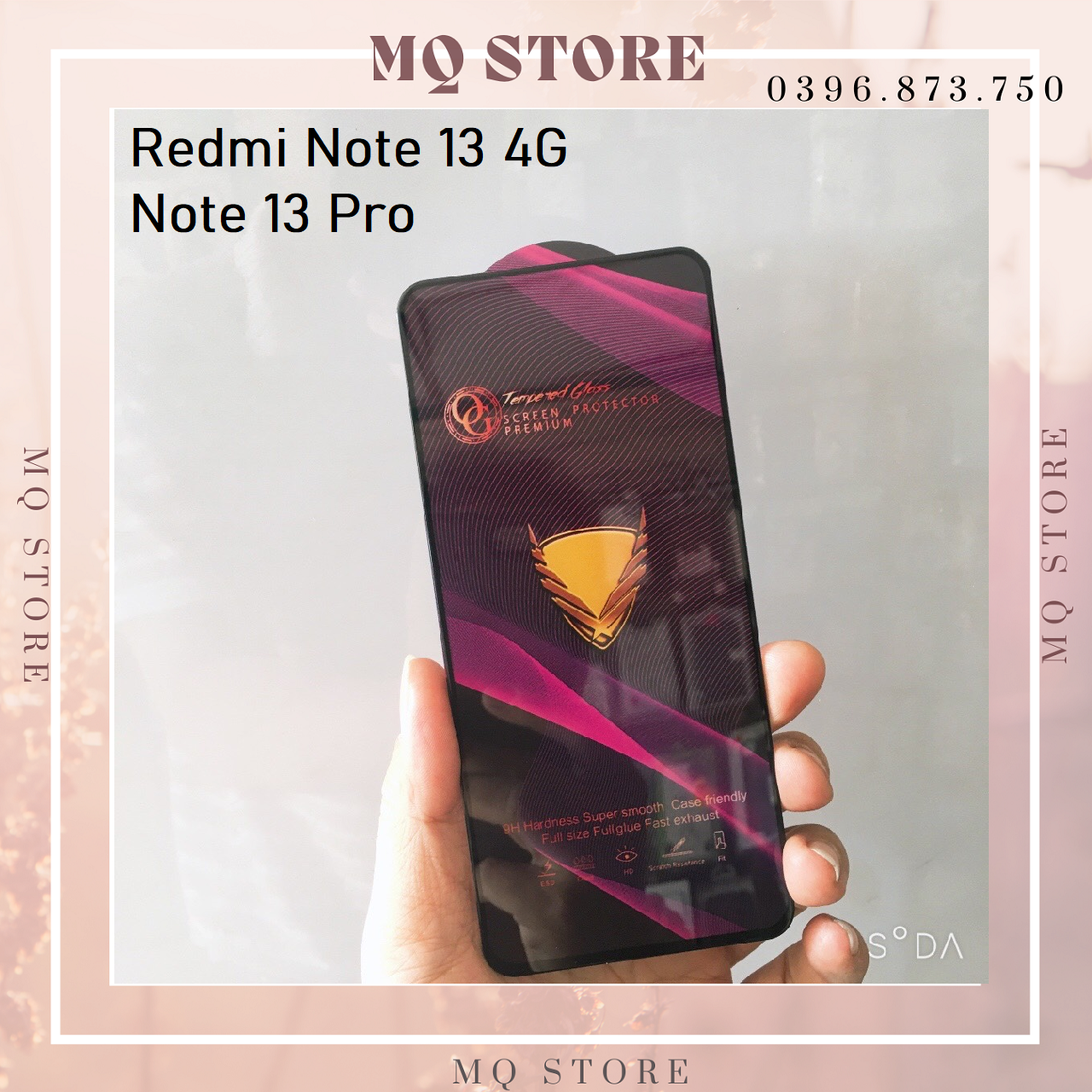 Kính cường lực cho Xiaomi Redmi Note 13 4g, Note 13 Pro full màn hình OG cao cấp Kai Nguyễn ( hàng chính hãng)