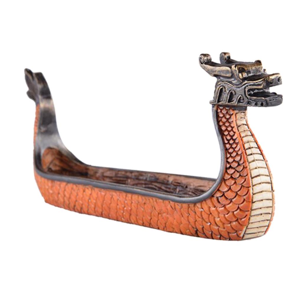 Dragon on Viking Boat Ornament Incense Burner Resin Incense Stick Holder