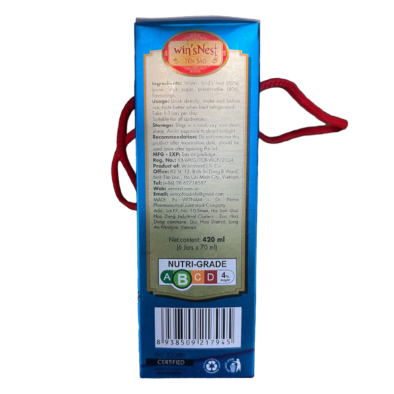 Yến sào win'sNest KIDS GROW tổ yến chưng sẵn nguyên chất dành cho trẻ em ( 6 lọ x 70 ml / Lốc)