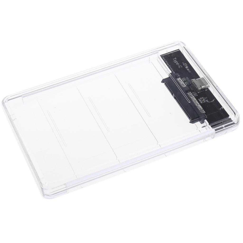 2.5" SATA To USB Type C 3.0 External HDD Hard Drive Enclosure Case Clear