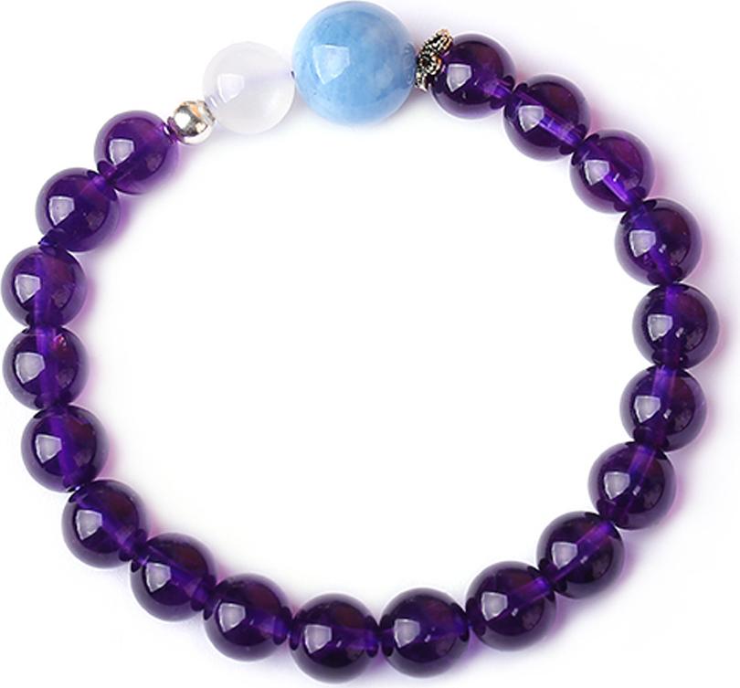 Lắc Tay Mạng Hỏa Thạch Anh Tím Mix Aquamarine