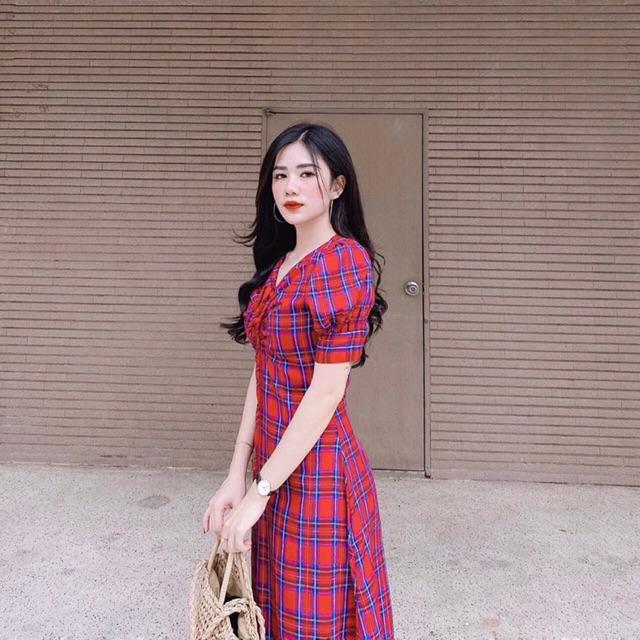 ️️Váy caro midi xinh xắn ️️