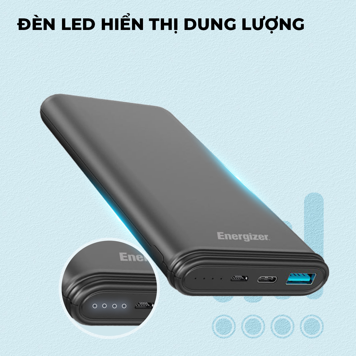 Sạc dự phòng Energizer 10000mAh UE10026 - thiết kế nhỏ gọn, tích hợp 2 cổng sạc ra tiện lợi - Hàng chính hãng