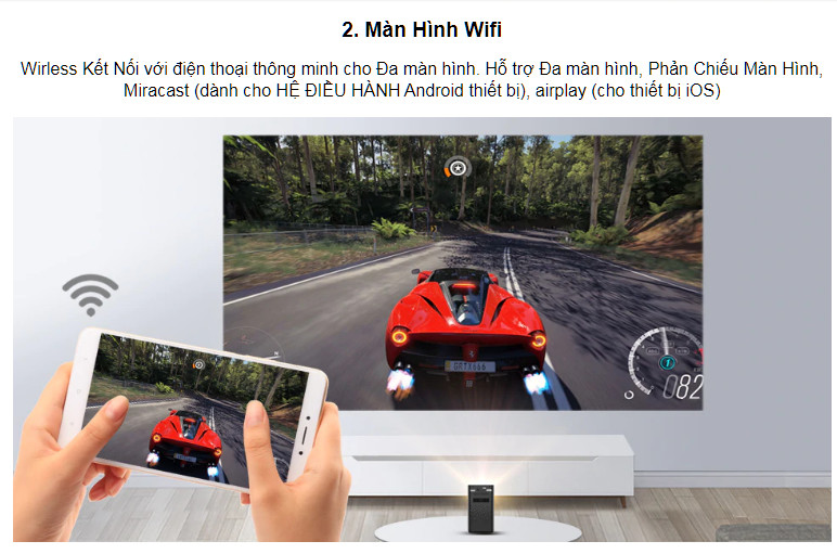 Máy chiếu mini Byintek P20, New 2021, Android 9.0 OS, LED, 4800 lumens, tích hợp pin - Hàng chính hãng