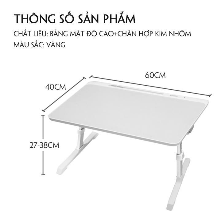 Bàn học gấp gọn thông minh, bàn laptop ngồi giường, bàn học, bàn laptop