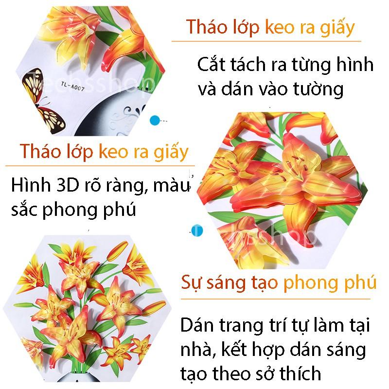 Decal Trang Trí Dán Tường 3D Nổi Kích Thước 40x30cm - Decor Trang Trí Phòng Ngủ, Phòng Khách, Phòng Bếp