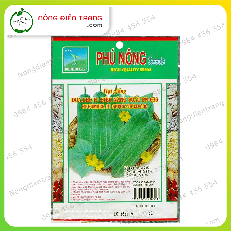 Hạt Giống Dưa Leo Siêu Năng Suất Phú Nông - Gói 1g - Dễ trồng, Sinh trưởng mạnh, Kháng bệnh tốt VTNN Nông Điền Trang