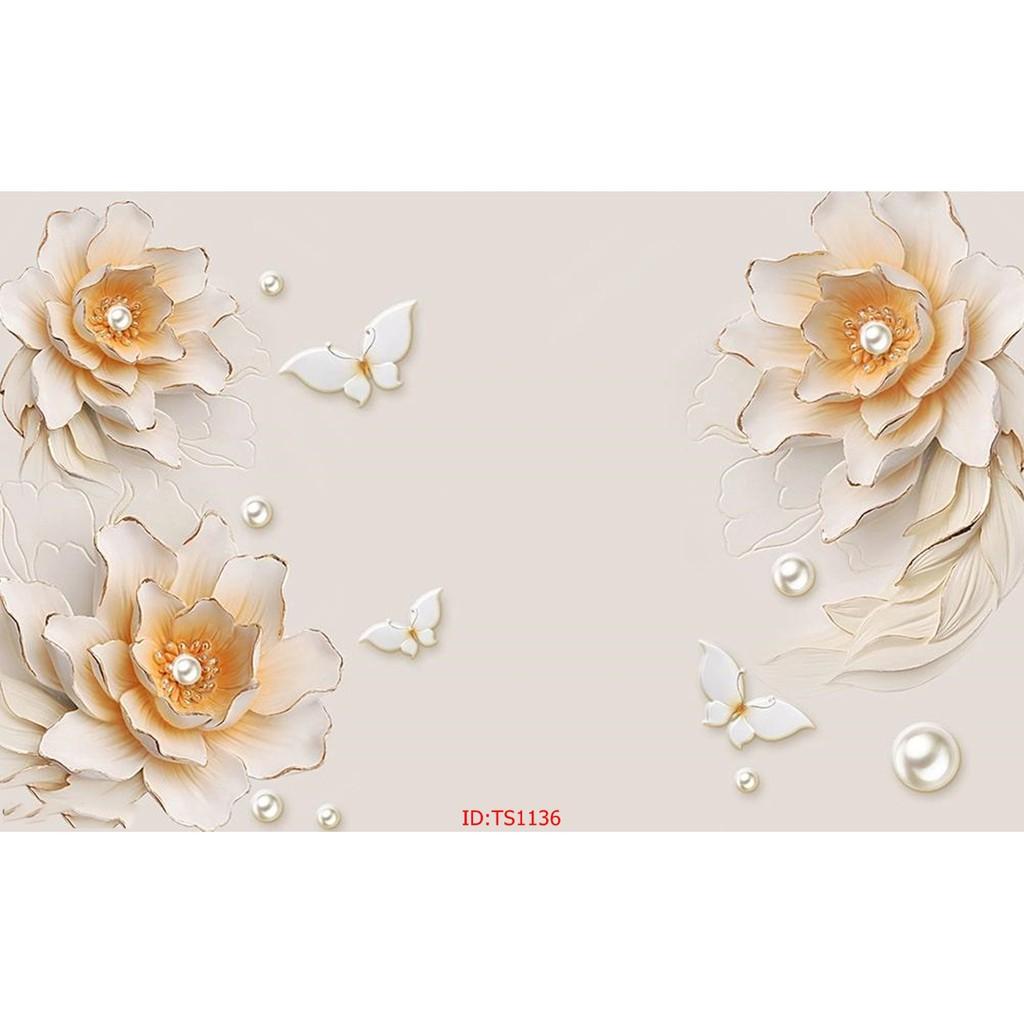 Tranh hoa mẫu đơn sang trọng, Tranh dán tường 3d hiện đại