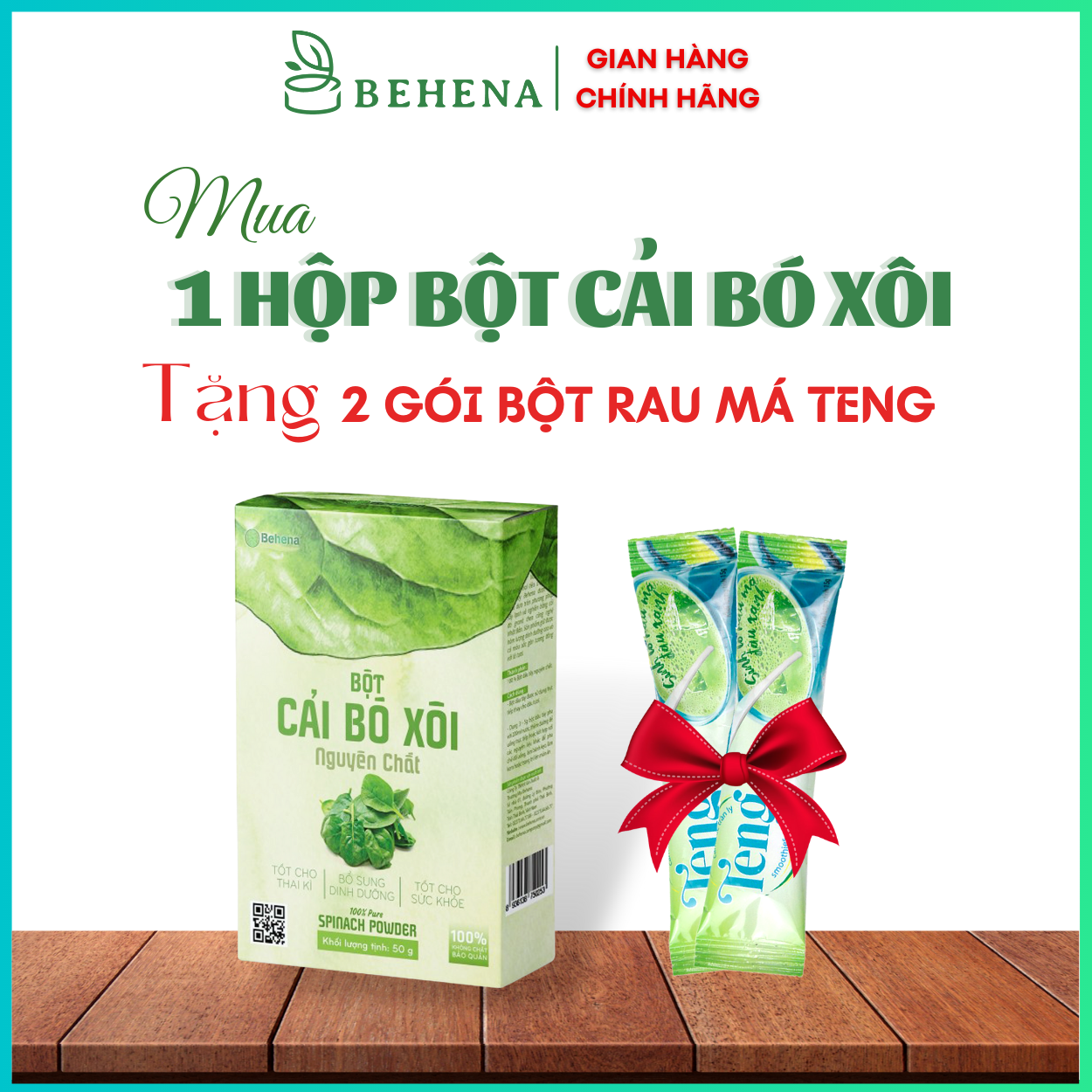 Bột Cải Bó Xôi Behena 100% Hữu Cơ Nguyên Chất Sấy Lạnh Cho Bé Ăn Dặm Hộp 50g