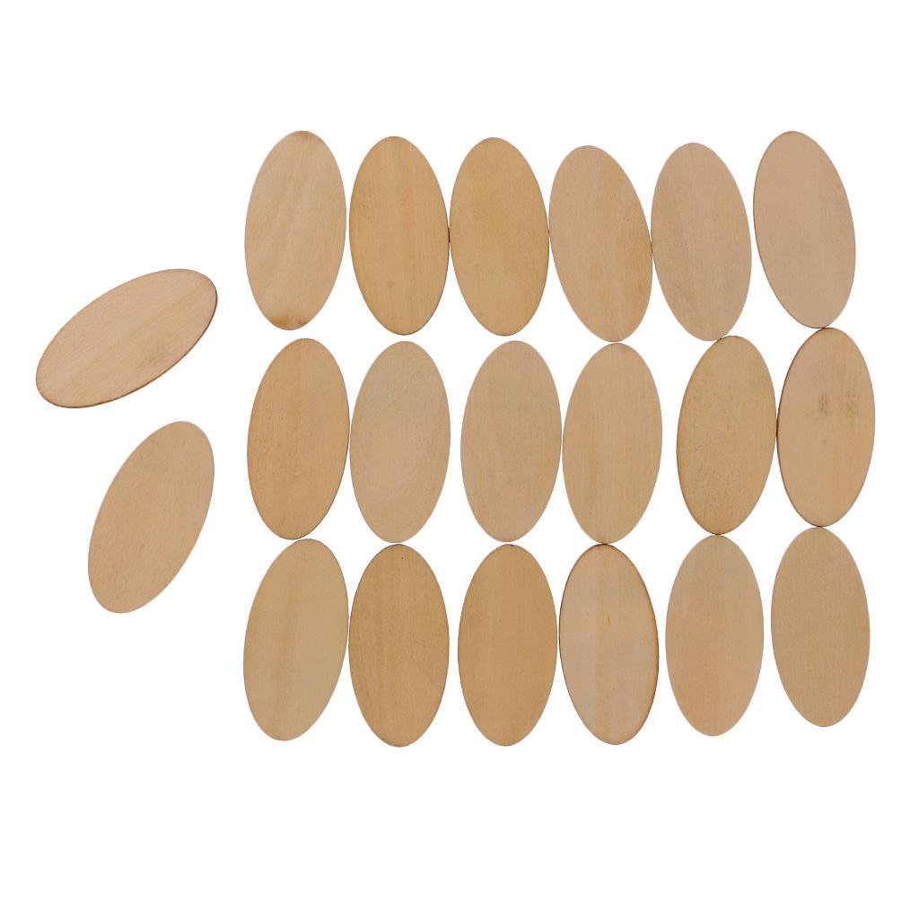 3-4pack Natural Wood Pieces - Unfinished Wooden Cutouts Disc 60 x 30 mm - 20 pcs
