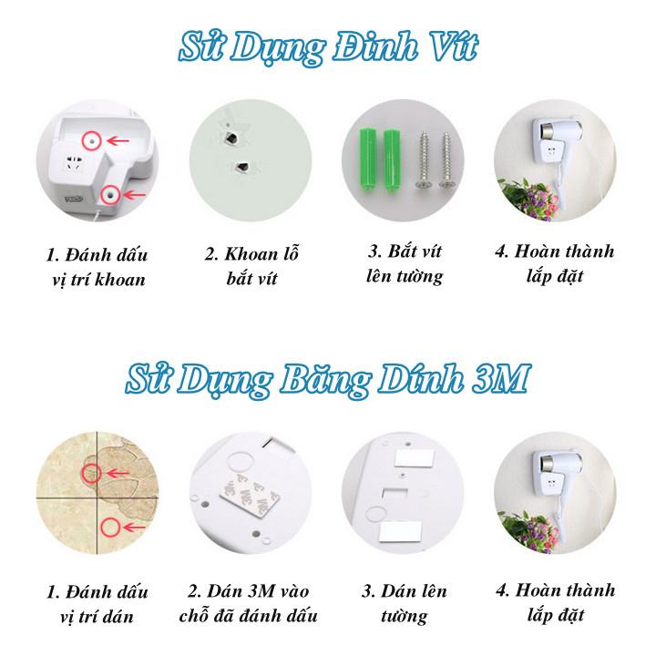 Máy Sấy Tóc Treo Tường Phong Cách Châu Âu Tích Hợp Ổ Cắm điện Công Nghệ Đức ️ FREESHIP ️