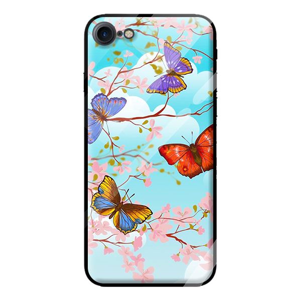 Ốp kính cường lực cho iPhone 7 mẫu BƯỚM 4 MÀU 1 - Hàng chính hãng