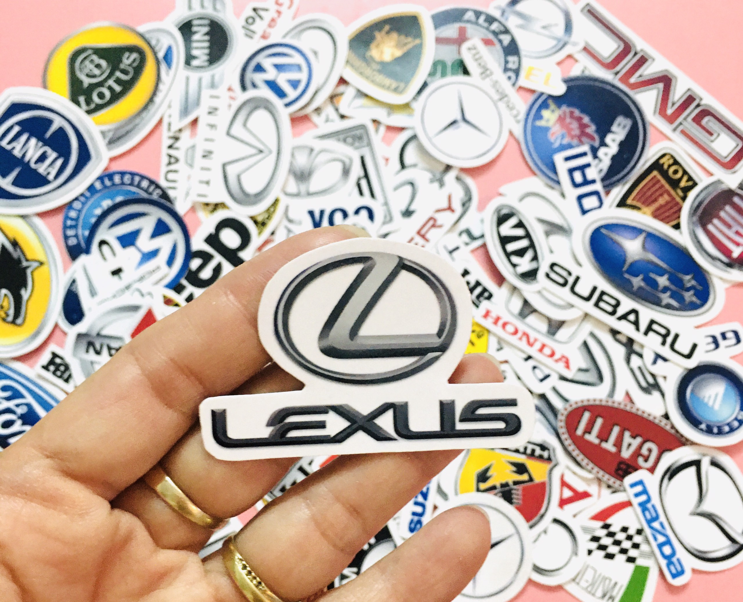 Set 60 Sticker logo oto , xe hơi ảnh ép lụa