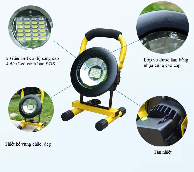 Đèn 24 led sạc điện siêu sáng công suất lớn dùng trong gia đình C2 cao cấp -
