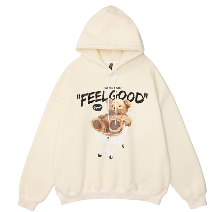 Áo Hoodie Nỉ Lót Bông form rộng Gấu Feel Good (nam nữ đều mặc đc), Áo Hoodie GYG Unisex Feel Good No Big Deal Form Rộng Oversize Phong Cách Hàn Quốc
