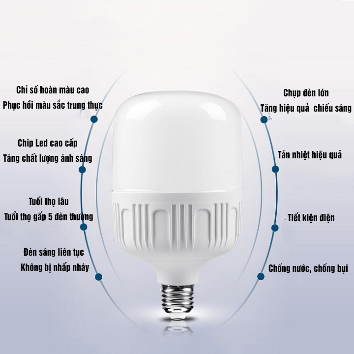 Bóng Đèn Led Búp Siêu Tiết Kiệm Điện, Siêu Sáng, Bóng Led Bulb, Bóng Trụ 50W