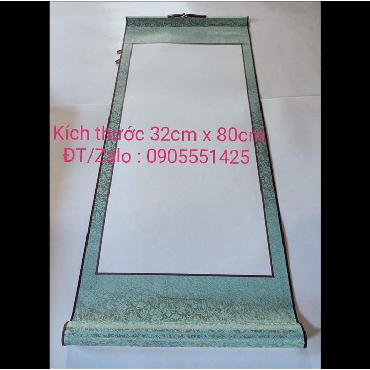 Bộ 4 tấm biểu bồi lụa viết thư pháp , kích thước 32cm x80cm.Giấy viết thư pháp. Mành tre viết thư pháp.Biểu lụa thư pháp