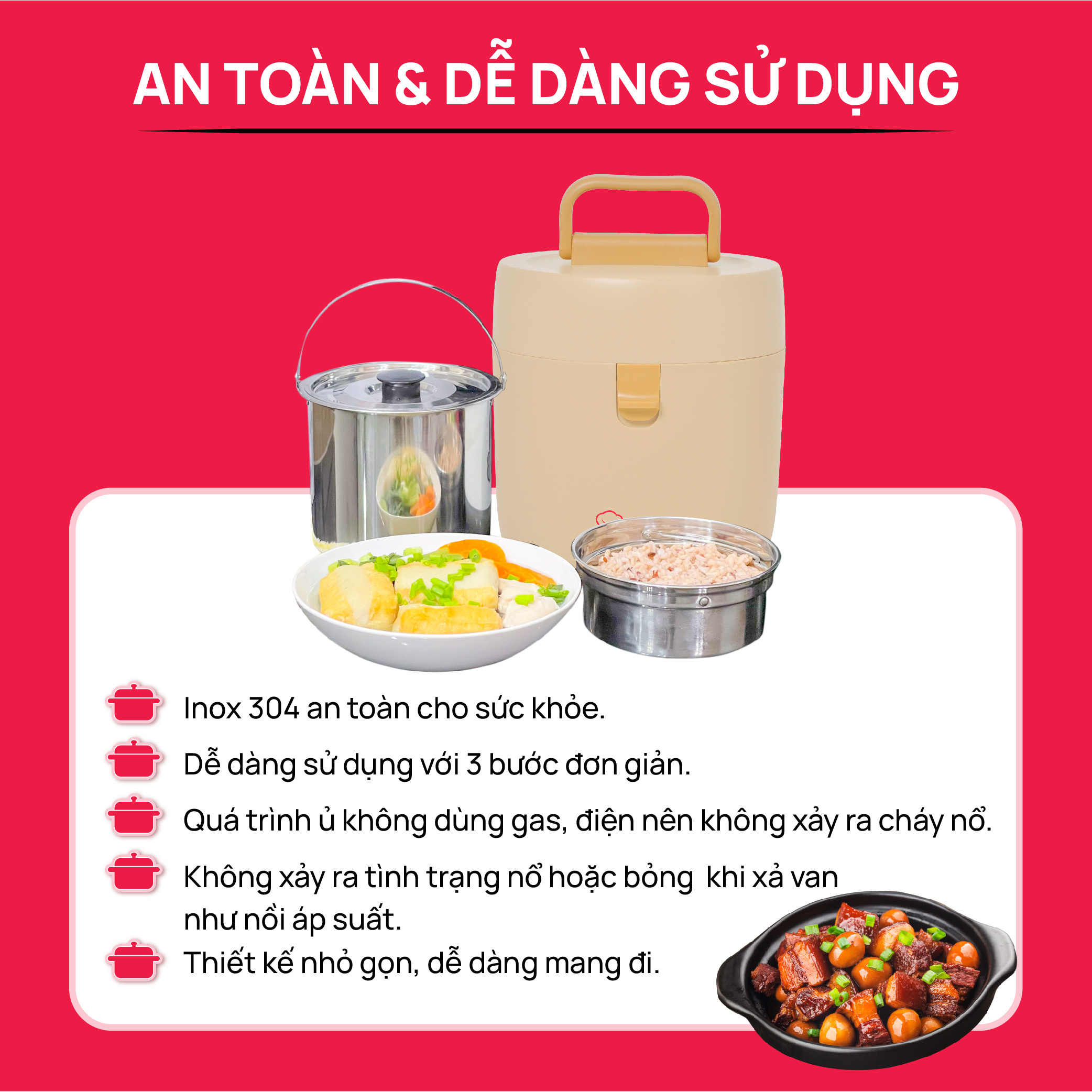 Nồi ủ chân không - nấu chậm cao cấp La gourmet 2.5L màu cam - 397621 (bảo hành 1 năm)