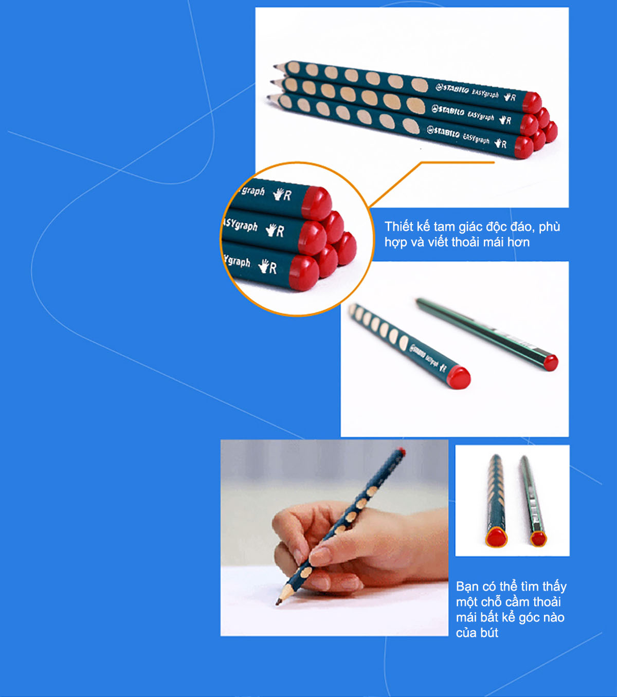 Combo Bút chì gỗ hình thể học STABILO EASYgraph