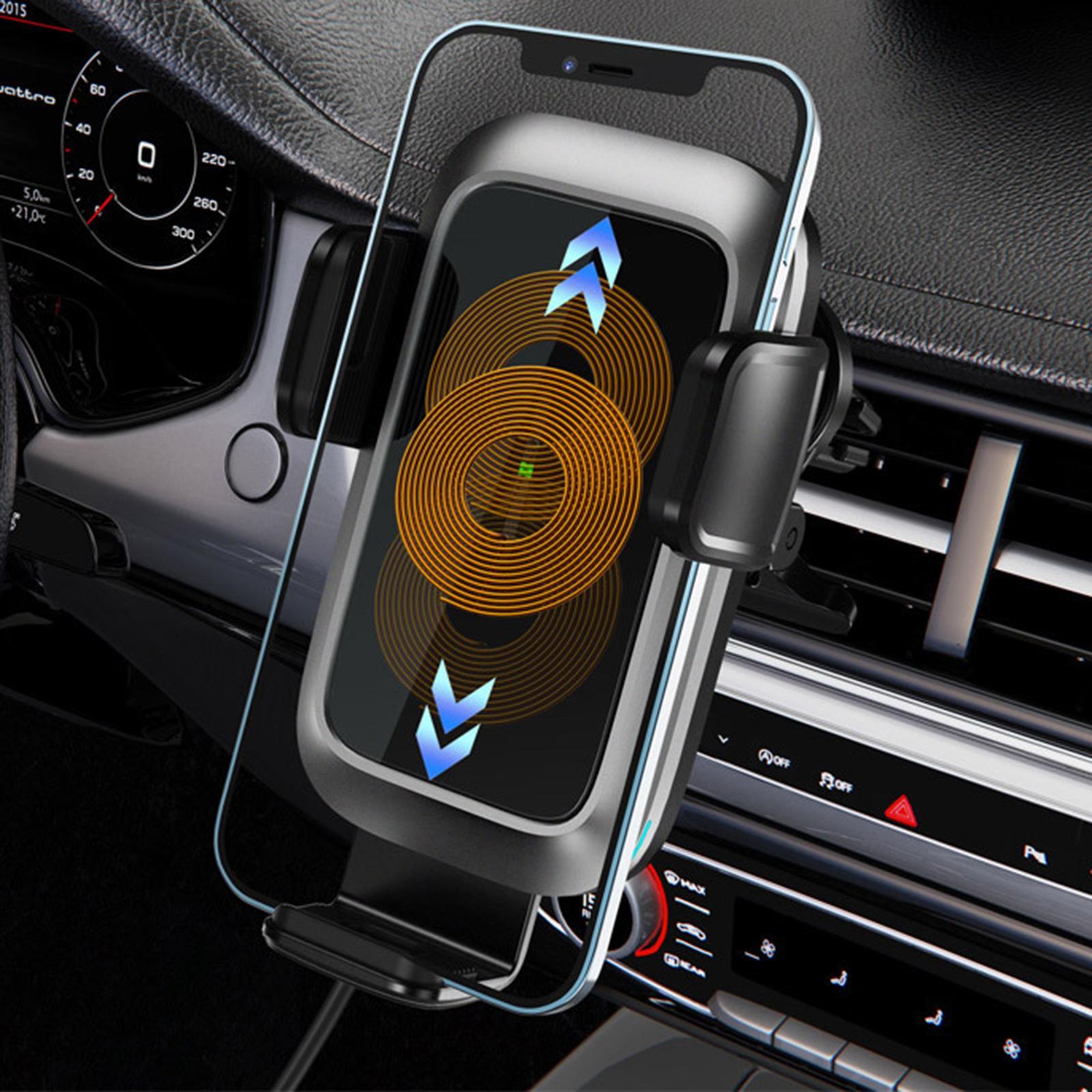 Practical Intelligent Wireless Car Charger Car Mount Fast-Charging Pallet Phone Holder for Smartphones Driving Dashboard Air Vent Trips Black