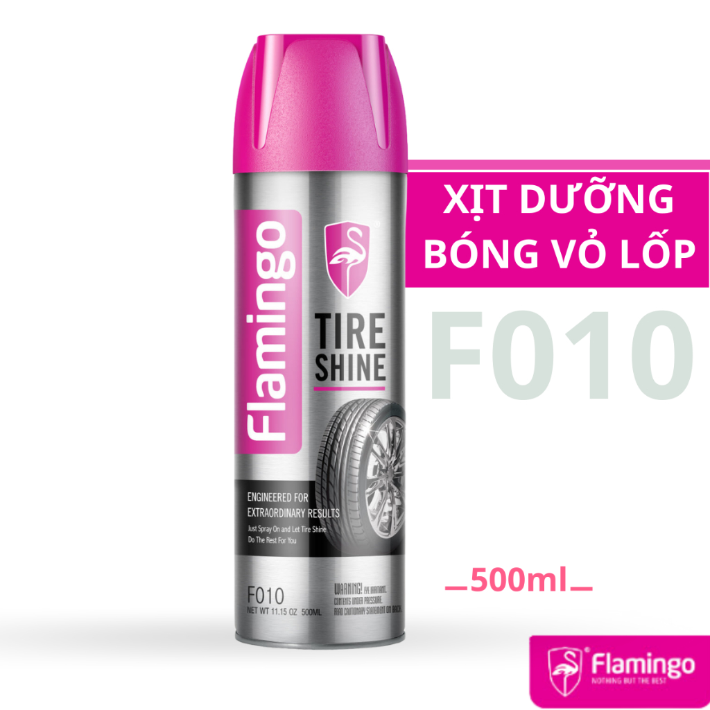 Chai xịt bóng lốp ô tô, xe hơi Flamingo F010 - 500ml - Hàng chính hãng
