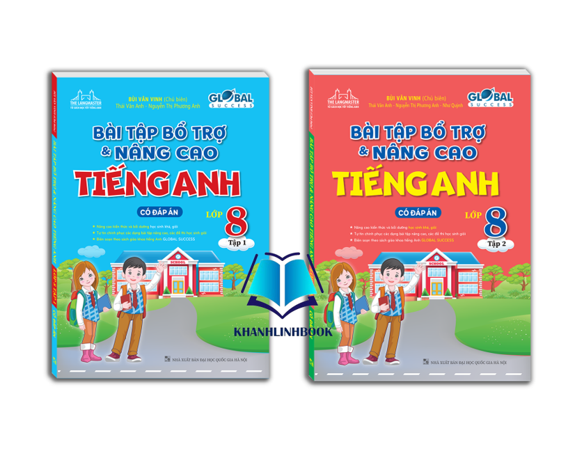 Sách - Combo Bài tập bổ trợ và nâng cao tiếng anh lớp 8 - tập 1 + 2 (có đáp án)