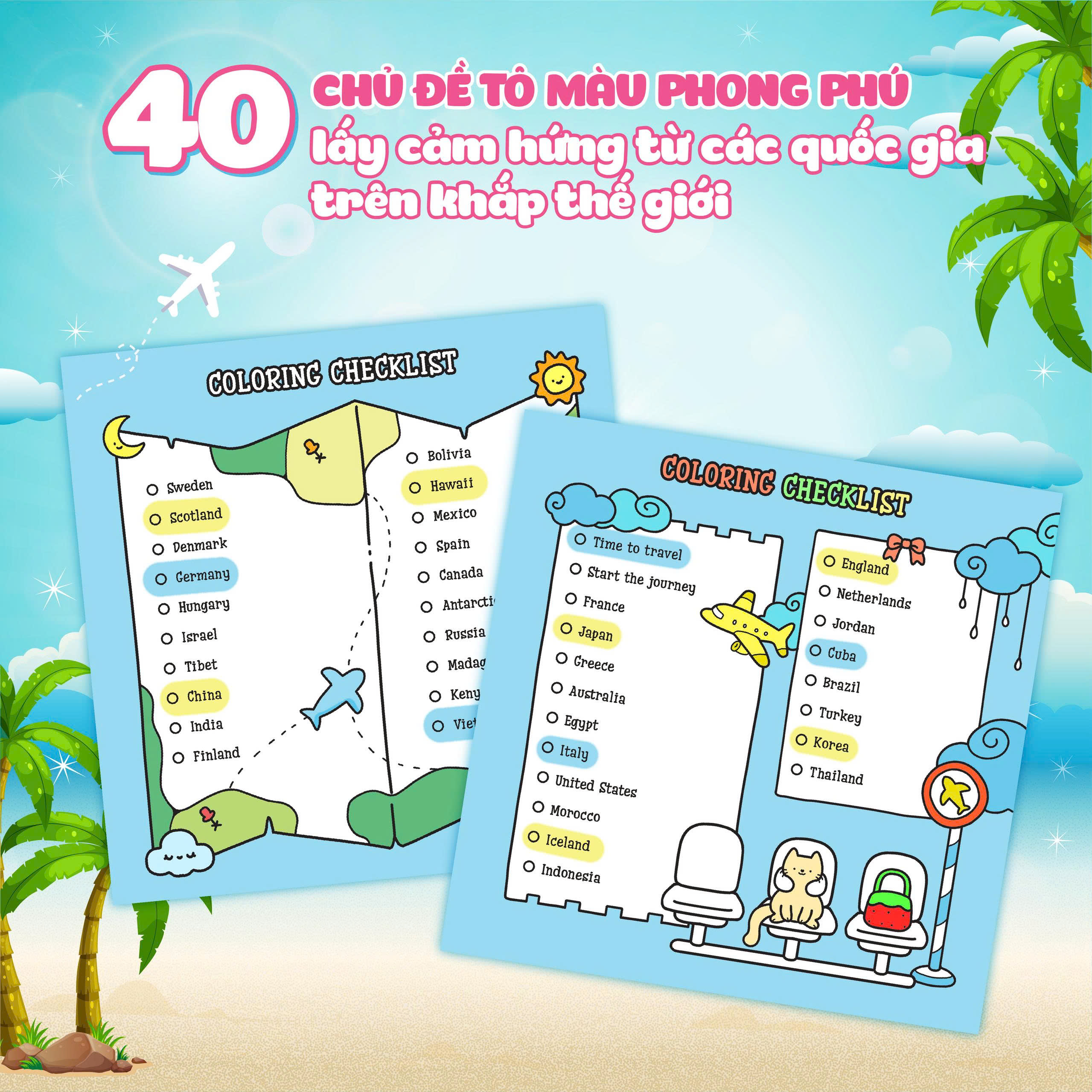 Sách Girl Holiday Traveling Diary Coloring Book