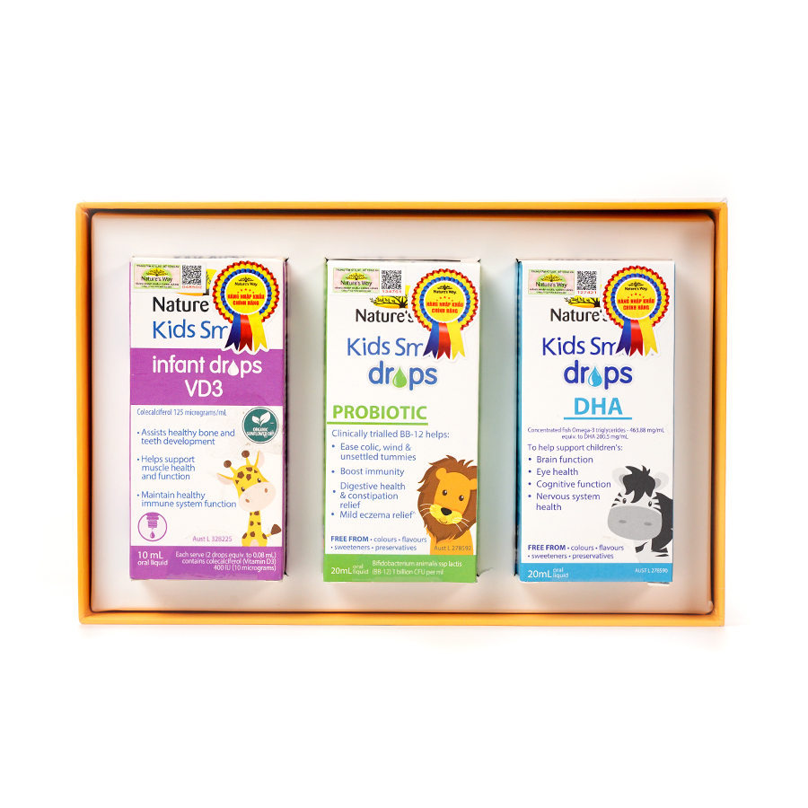 Combo 3 Siro Uống Nature's Way Kids Smart Drops, Infant Drops Bổ Sung Vitamin, Phát Triển Não Bộ Cho Bé