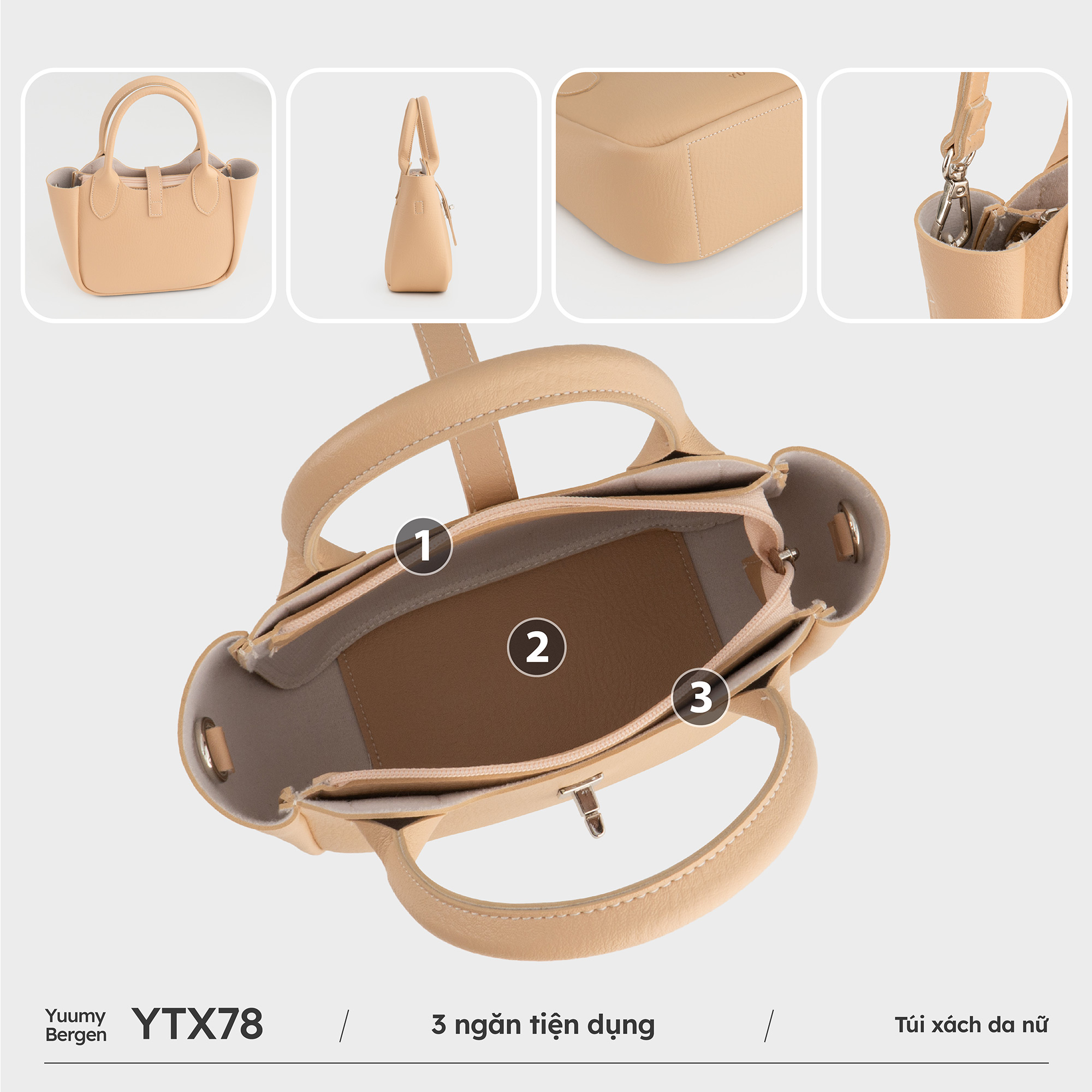 Túi Yuumy ( Thời trang nữ phối quai xách - Túi xách da Bergen YTX78 )
