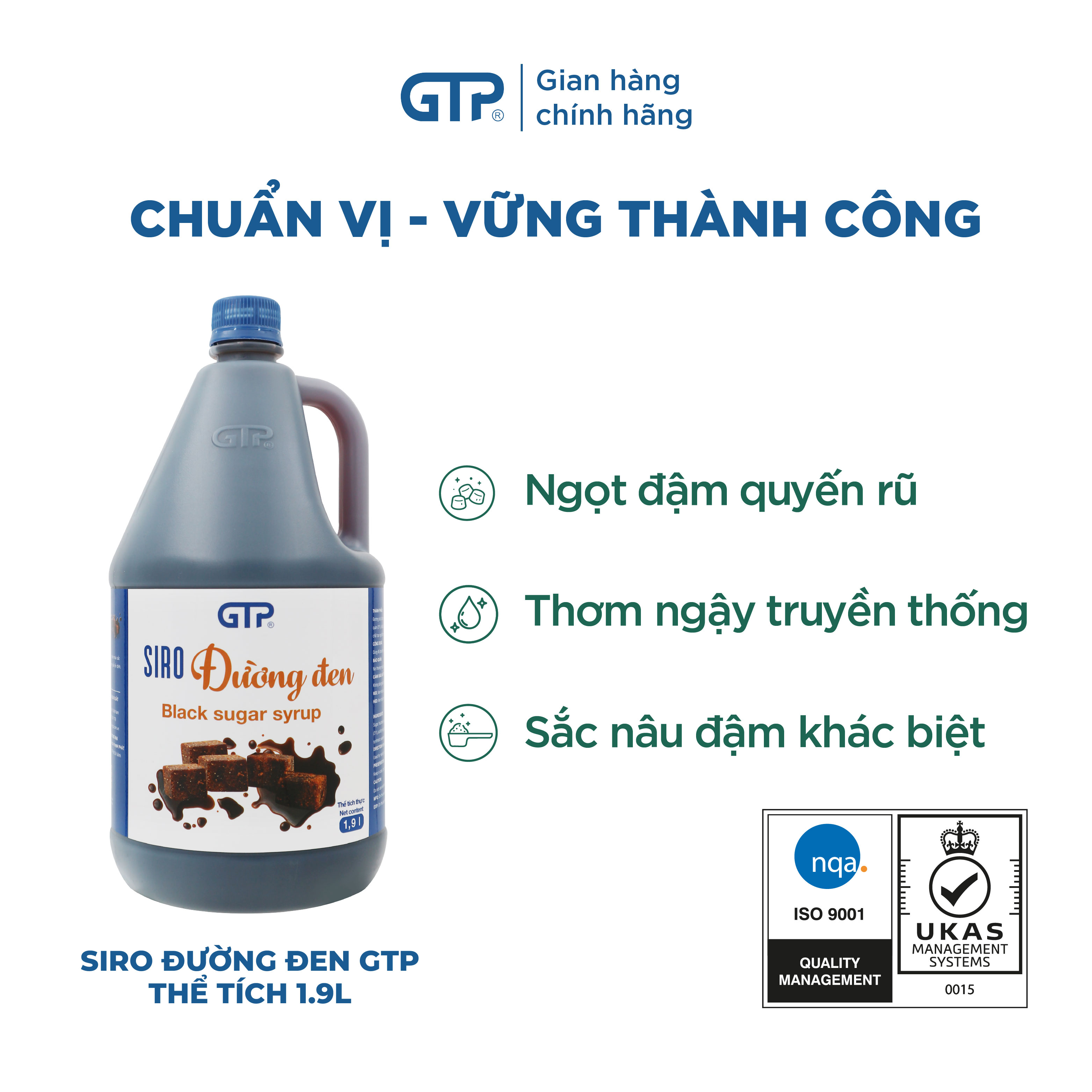 Siro hương Đường Đen 1.9L GTP - Chuyên dùng pha chế Trà sữa, Trà trái cây, Cocktail, Mocktail - 1.9L