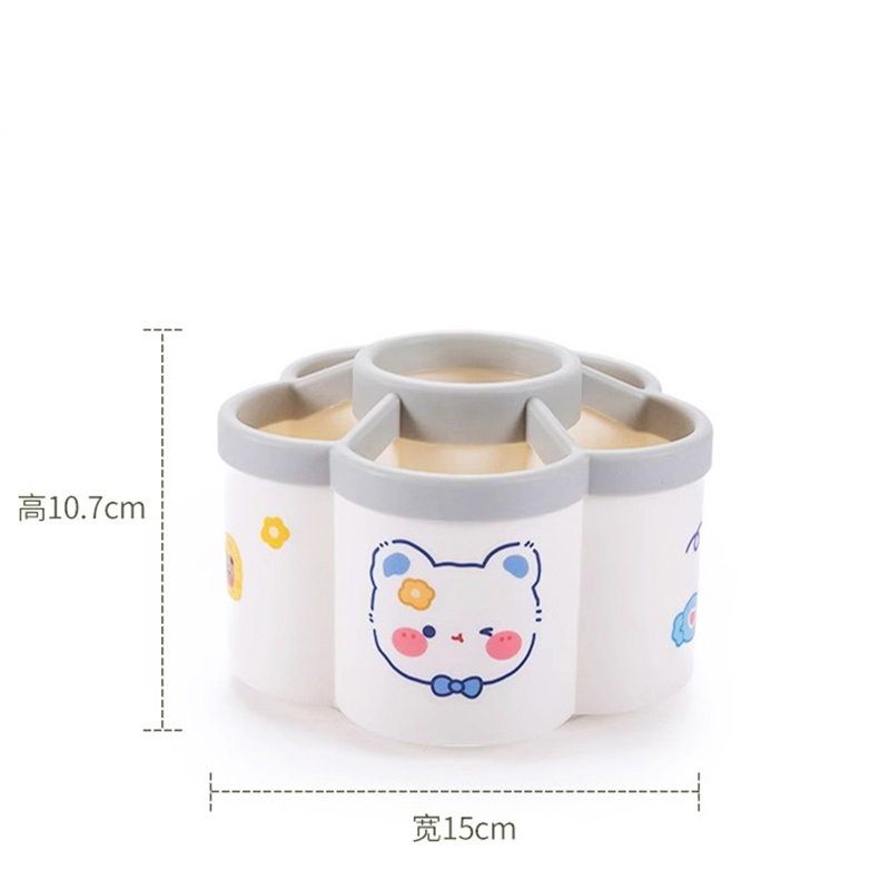 Khay đựng bút, đồ dùng văn phòng phẩm đồ trang điểm hình cánh hoa xoay 360 độ
