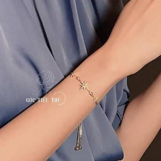 Lắc Tay Hợp Kim Ngôi Sao Tám Cánh Đính Đá - Trang Sức Phong Cách Hàn Quốc Nữ Tính Nhẹ Nhàng
