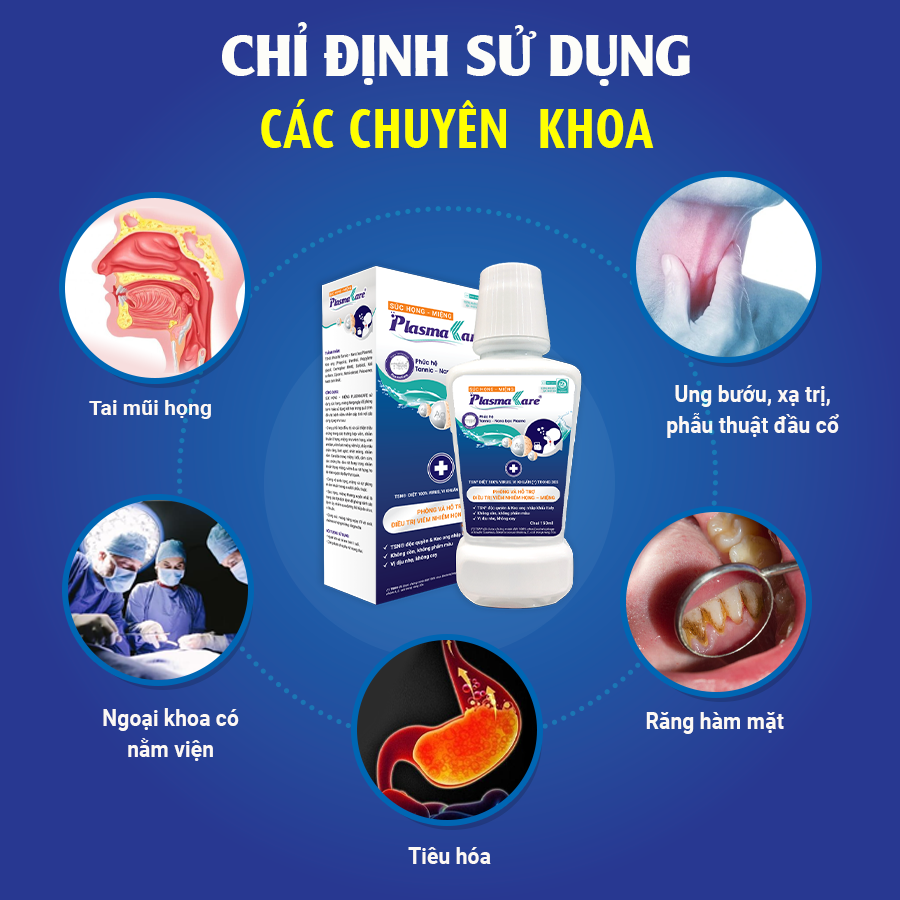 Nước súc miệng nano bạc Plasmakare diệt khuẩn 99%, cho hơi thở thơm mát, an toàn cho bà bầu và trẻ em