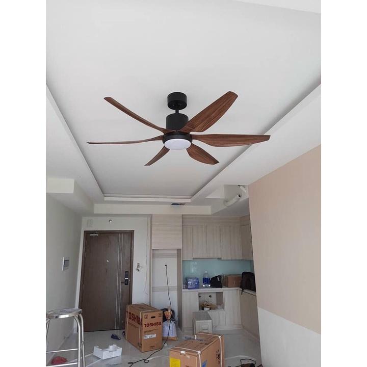 Quạt Trần Động Cơ DC 2 Chiều 6 Tốc Độ Gió, 6 Cánh, 1 Đèn Giữa 3 chế độ